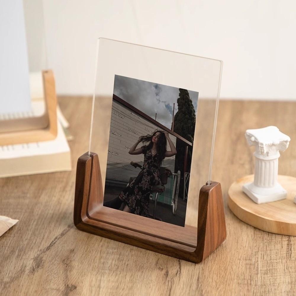 U Shape Desktop Picture Frame Wooden Photo Display Rack New Photo Holder  Wedding Use