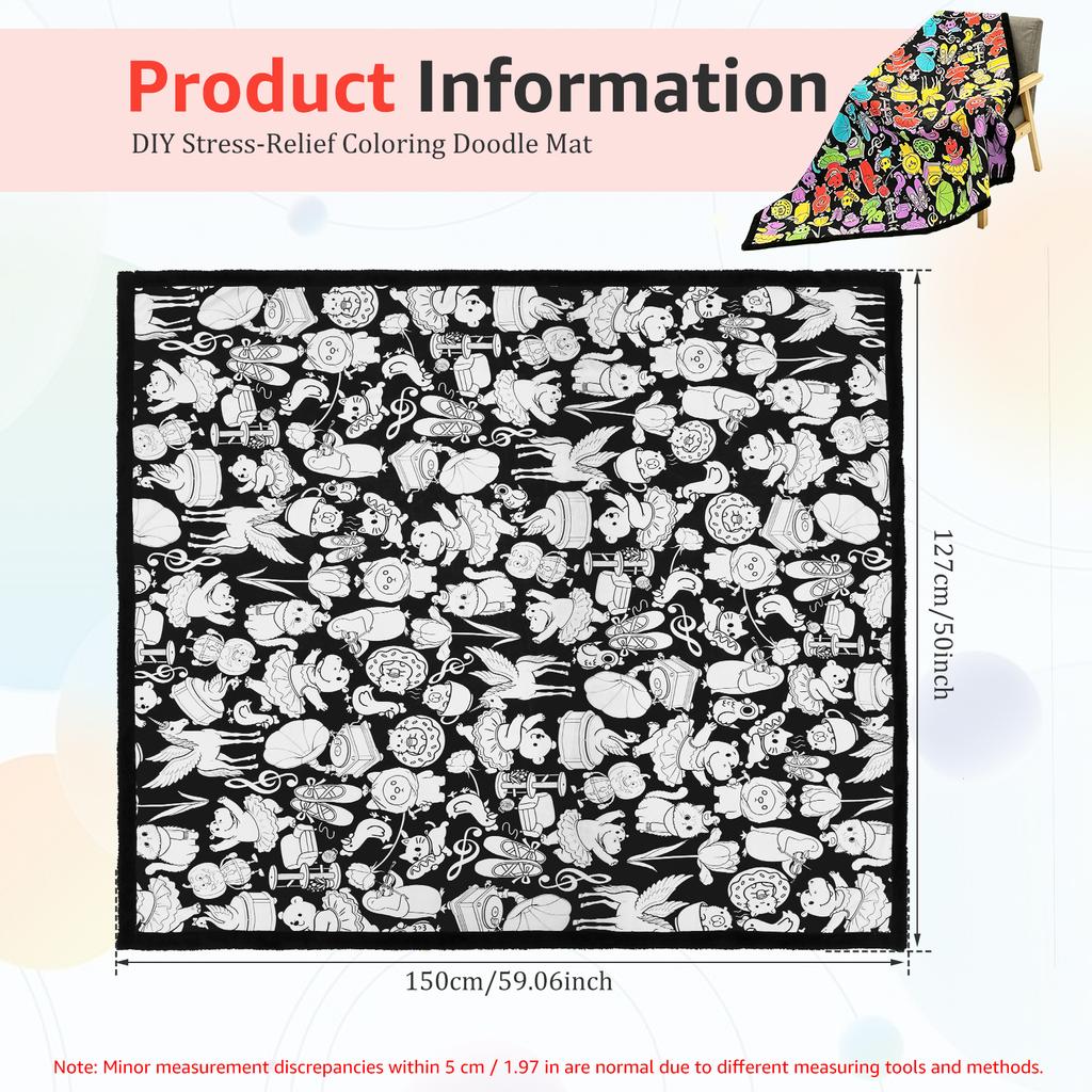 DIY Coloring Blanket Creative Art Project Painting Blanket Machine Washable Soft Customizable Coloring Blanket for Home Decor