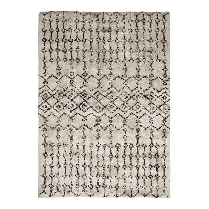 Living Room Rug In Recycled Cotton Berber Patterns Ecru Natural 120x170