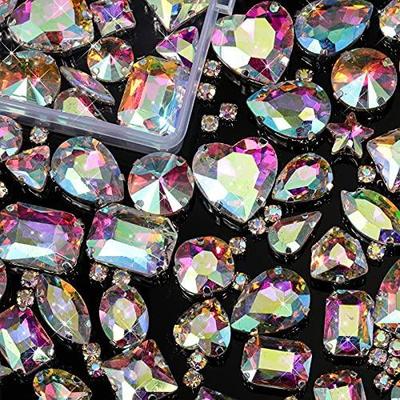 50 Stück Strasssteine ​​zum Aufnähen, Klaue, flache Rückseite, Kristall-Strasssteine, Metall-Zinkenfassung, Strasssteine, Acrylglas-Nähedelsteine