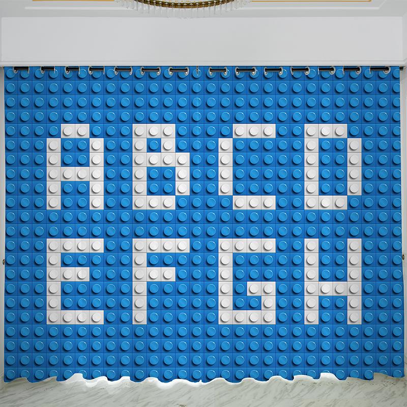 Custom Cartoon Building Block Pattern Amusement Park Decoration Curtain Boy Bedroom Kindergarten Curtain Cloth Custom 2023 New