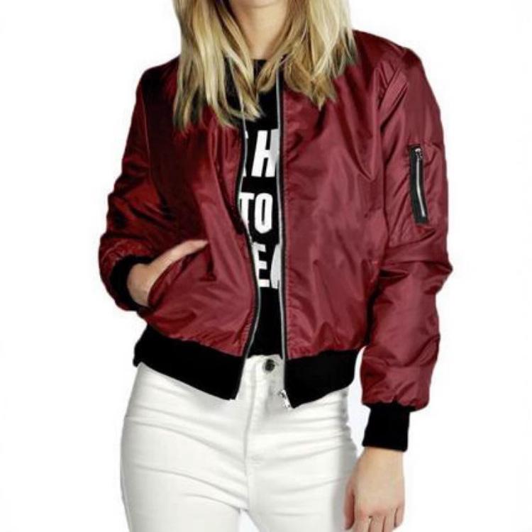 European American Autumn/Winter 2016 Solid Color Short Zipper Fashion Outerwear Jacket