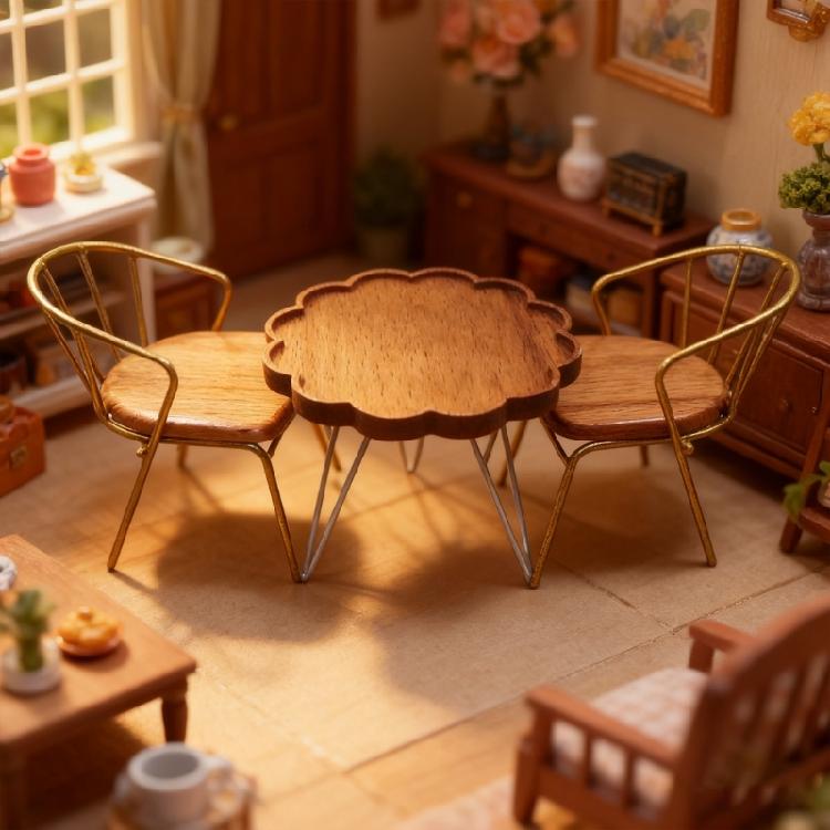 Simulation Leisure Table Chair Set Kids Pretend Play Accessories Furniture For 1/12 Doll House Scene Setting Decoration