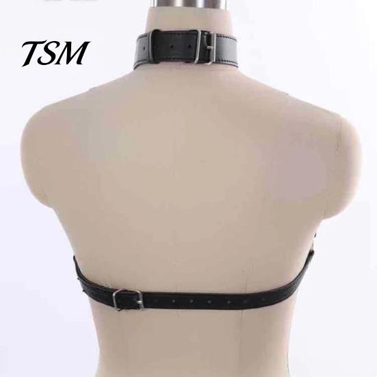 Reggiseno a Gabbia da Donna Sexy Harness Lavorato a Maglia Regolabile Catena Anello Metallico Nero Oggetti di Scena per Spettacoli in Locali Notturni Ecopelle Senza Coppe per Casa Cinturino