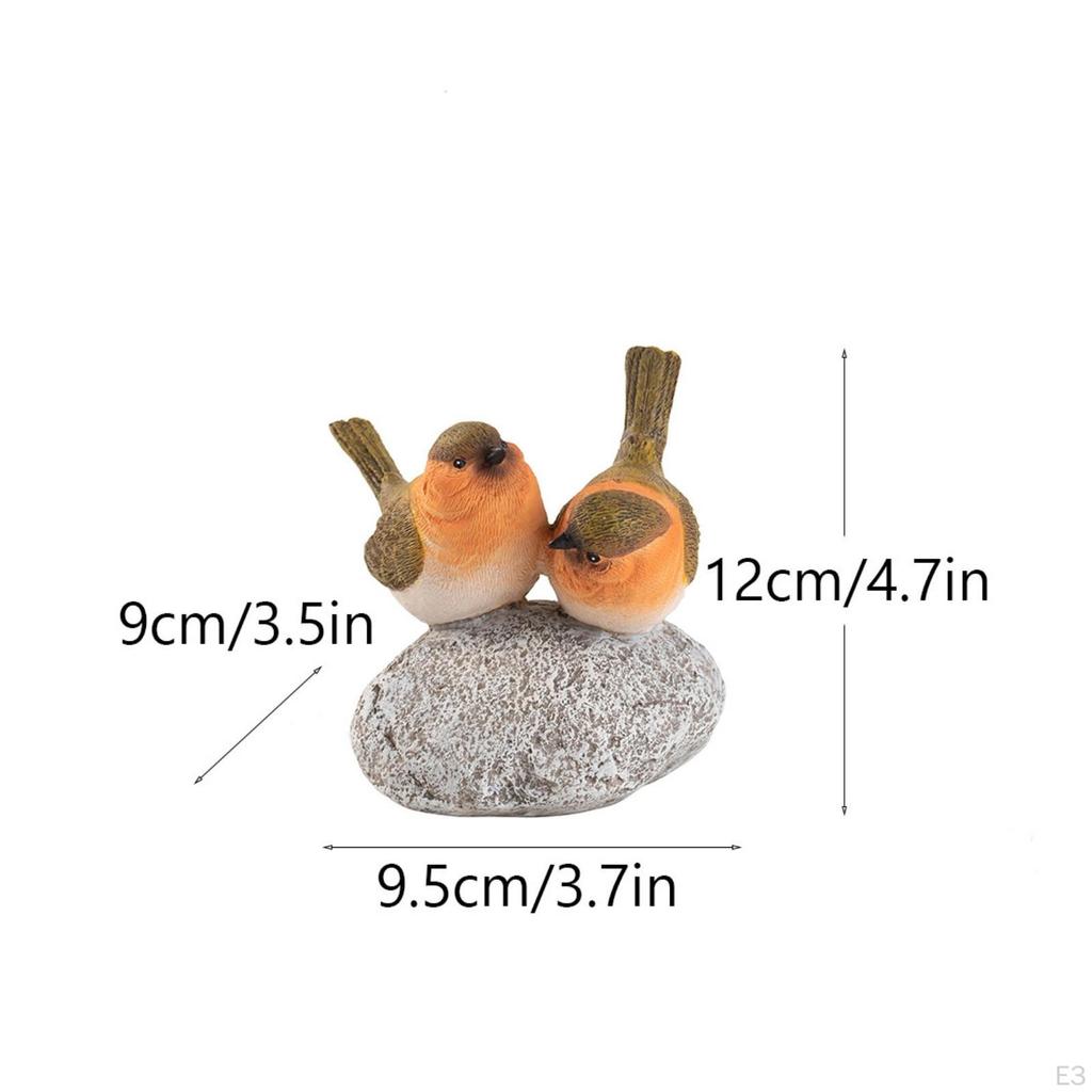 Bird Figurine with Stone Base Tabletop Sculpture Compact Decor
