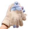 Touch-screen Warm Knitted Gloves Cartoon Girls Winter Gloves Riding Protective Mittens  Cycling