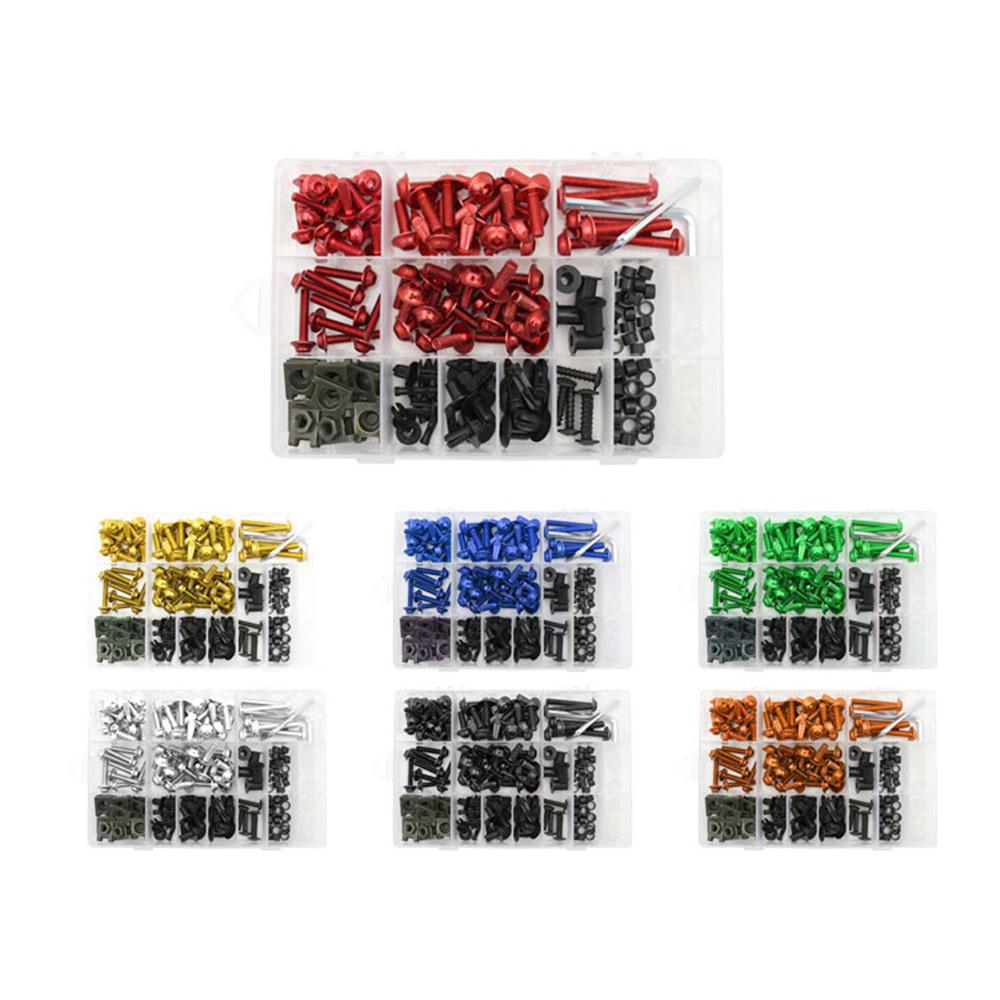 195dílná sada šroubů pro kapotáž motocyklu, hliníkové blatníky, šrouby, upevňovací prvky, podložky, matice, šrouby, klipy, sada