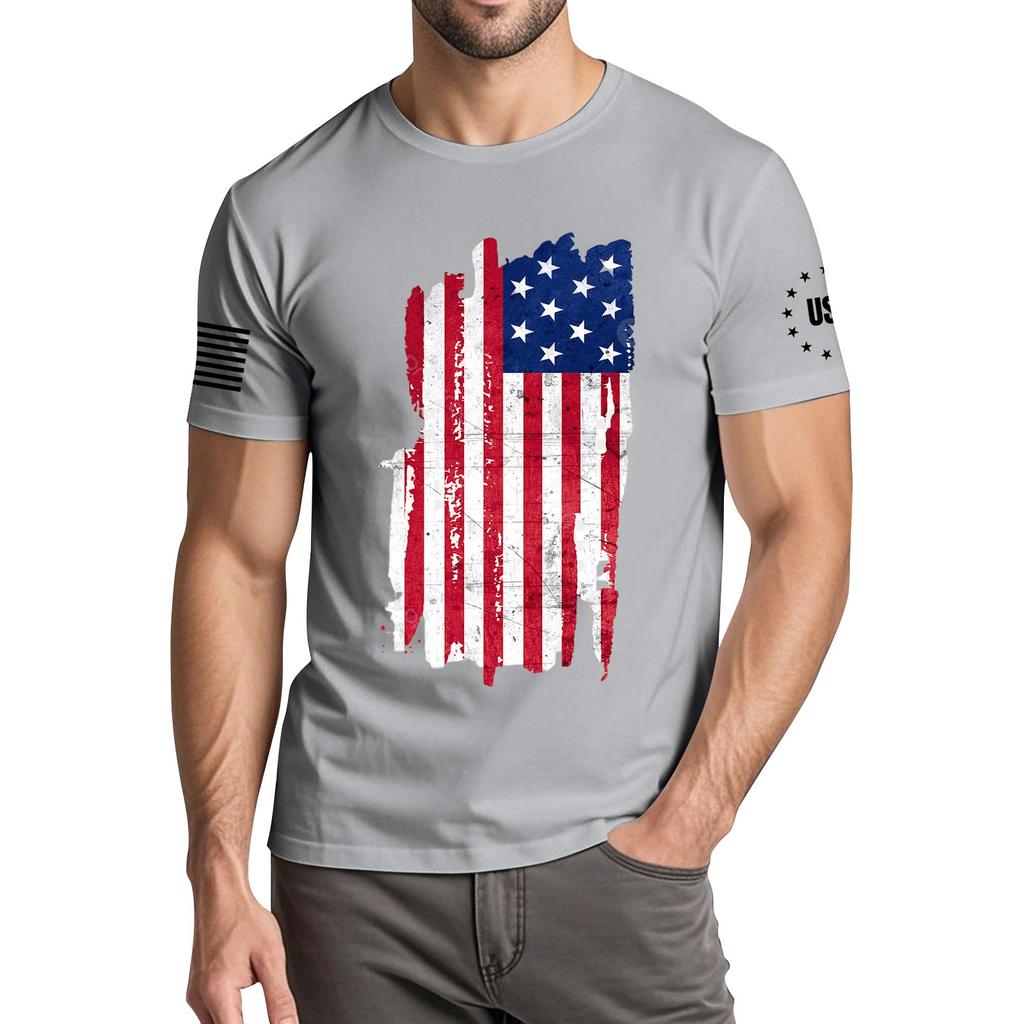 Pánské módní ležérní tričko s krátkým rukávem a kulatým výstřihem s potiskem Dne nezávislosti