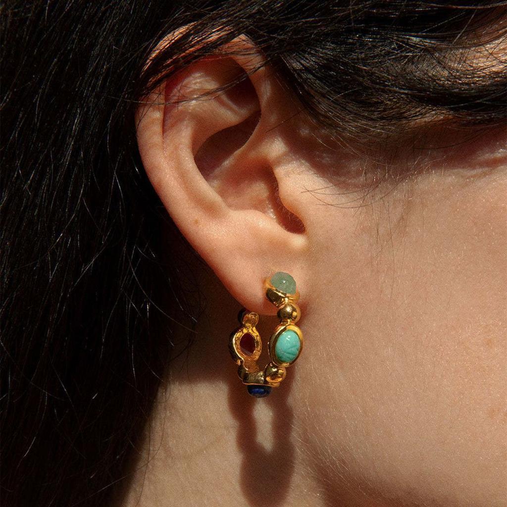 Niche Design C-Shaped Colorful Gemstone Earrings, A Must For Fashion Commuting, Literary And Retro Temperament, Versatile Earrings