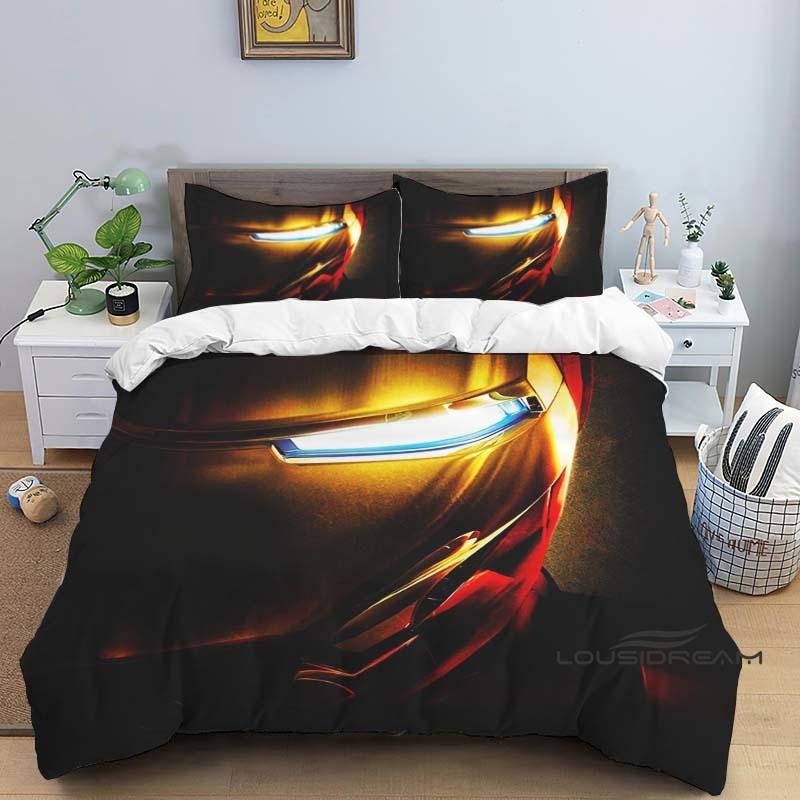Iron Man Print Cartoon Duvet Cover Bedding Set, Anime-themed Home Decor, Suitable for Children and Adults.