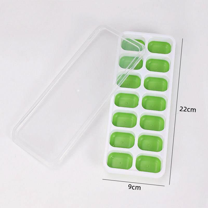 14-piece Ice Cube Tray with Lid - Ice Cube Mold for Home Use - Soft-bottom Ice Tray - Making Ice - Homemade Ice Cubes - Freezing