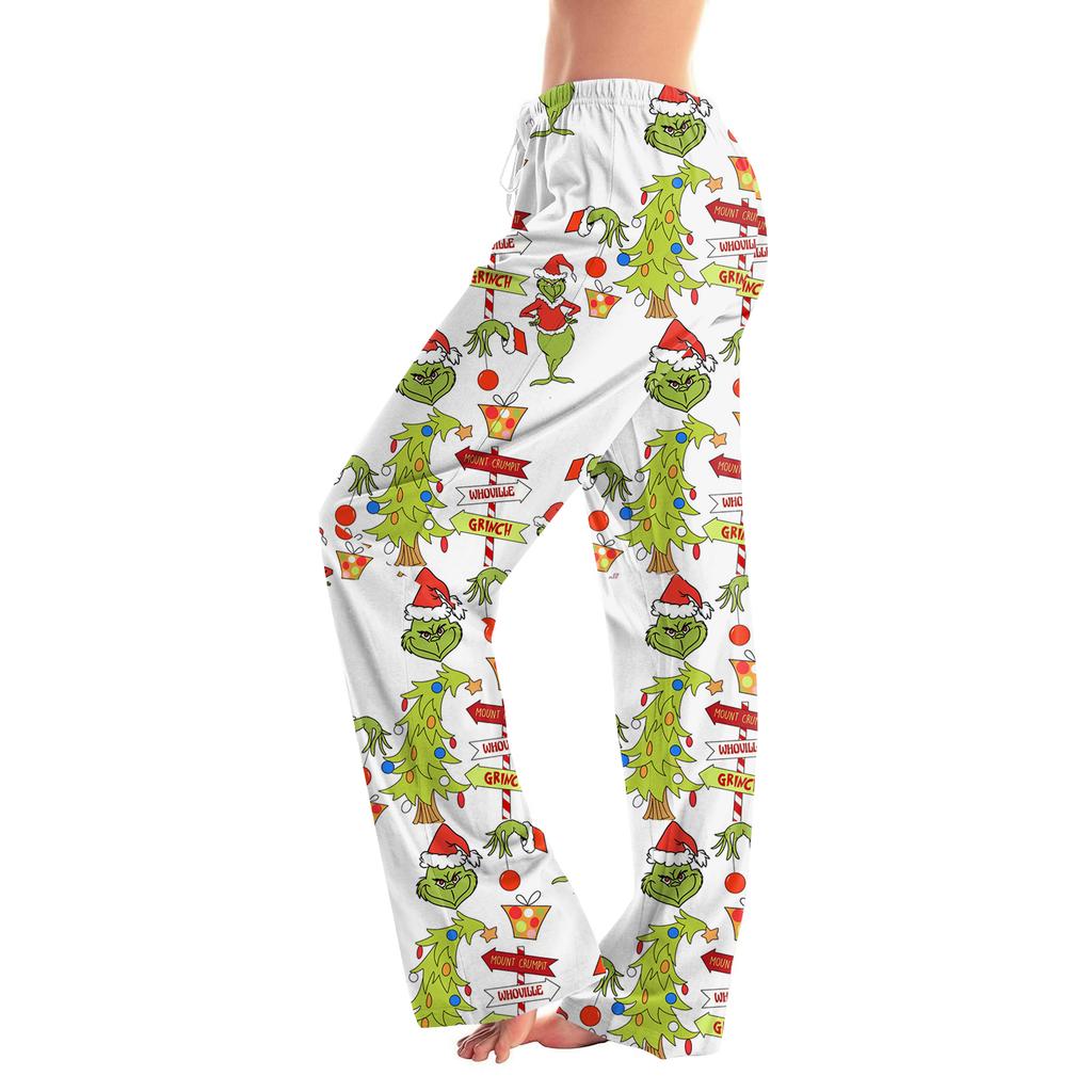 Womens Pajama Pants Sleepwear Casual Drawstring Elastic Waist Pants Comfy Straight Yoga Loose Trousers