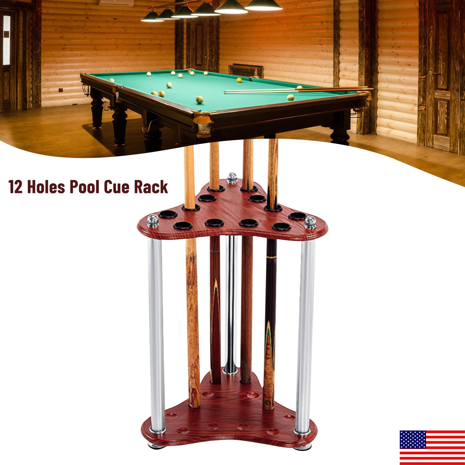 

12-Hole Triangle Pool Cue Holder, Floorstanding Corner Stand, Red Modern Design Billiard Cue Rack with 1.37in Diameter Holes красный