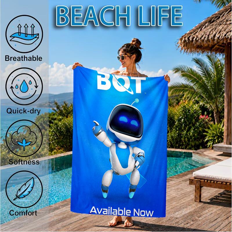 Underwater Adventure Robot Beach Towel, Super Soft Microfiber, Perfect Gift for Her/Him, Birthday, for Pool, Beach, Travel, Decor Beach Party