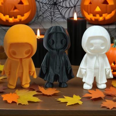 Halloween Schwarze Robe Geisterstatue 3D-gedruckter Kapuzenmantel Geisterfigur Skulptur Heim Büro Party Desktop Dekoration Ornament