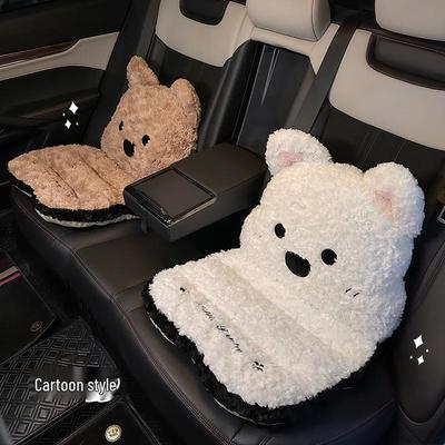 Cartoon-Auto-Plüsch-Winter-Sitzkissen mit Lendenstütze – Gemütlich und universell passend für Mädchen