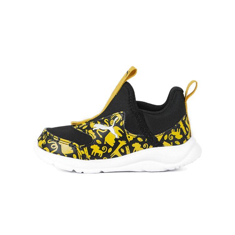 Puma Fun Racer Slip On Low Top Walking Shoes Baby Shoes Black Yellow 194344-01 23