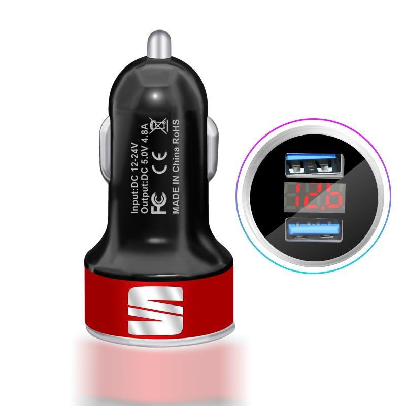 Car Charger 2 USB Ports Fast Charging Digital Display Car Accessories for SEAT Leon FR 5 6 MII Altea 5F Ibiza Toledo Cordoba Alhambra MK3