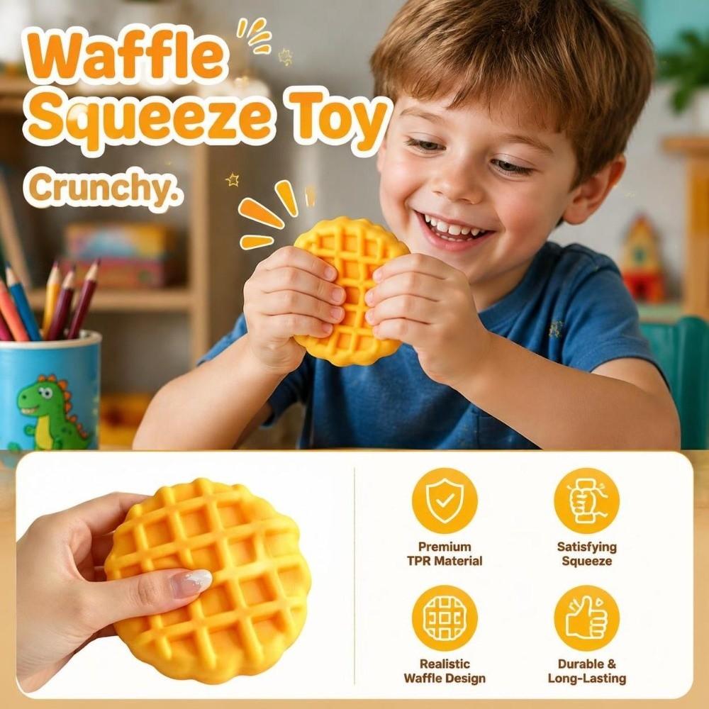 Building Blocks Crackling Waffle Squishy Toy Sound Effects Realistic Dessert Pinch for Kids Adults