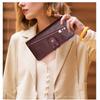 Triple Layer Zipper Women Long Wallet Old Fashioned Genuine Leather Ladies 3 Fold Coin Purse RFID Anti-theft Money Clips Card Holder Bag for Wife Gift
