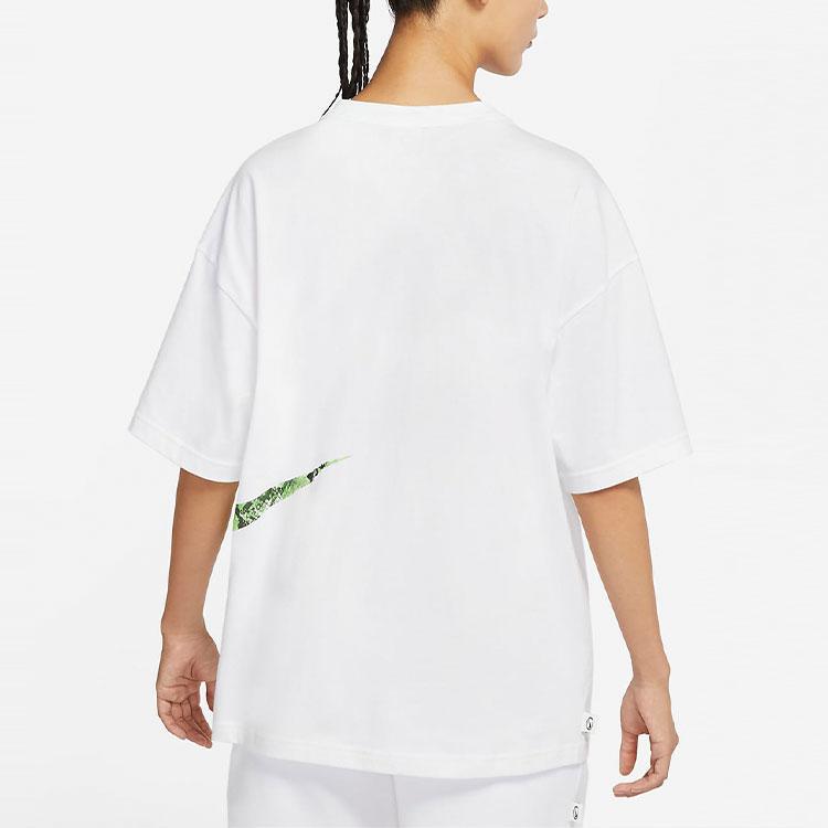 Nike Logo Print Crew Neck Short Sleeve T-Shirt Women Tops White DV3320-100