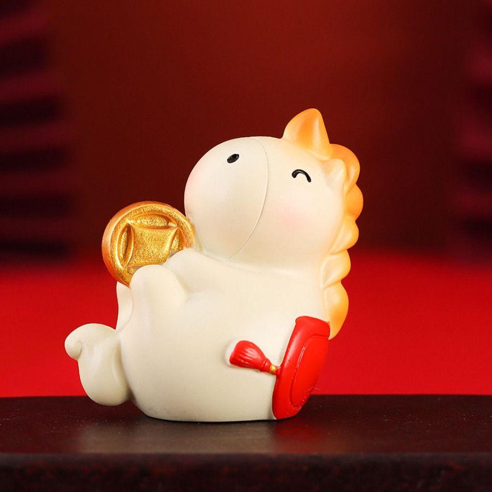 Desktop Ornament Horse Figurine Resin Zodiac Ornaments New Year Mascot Miniature Car Decoration