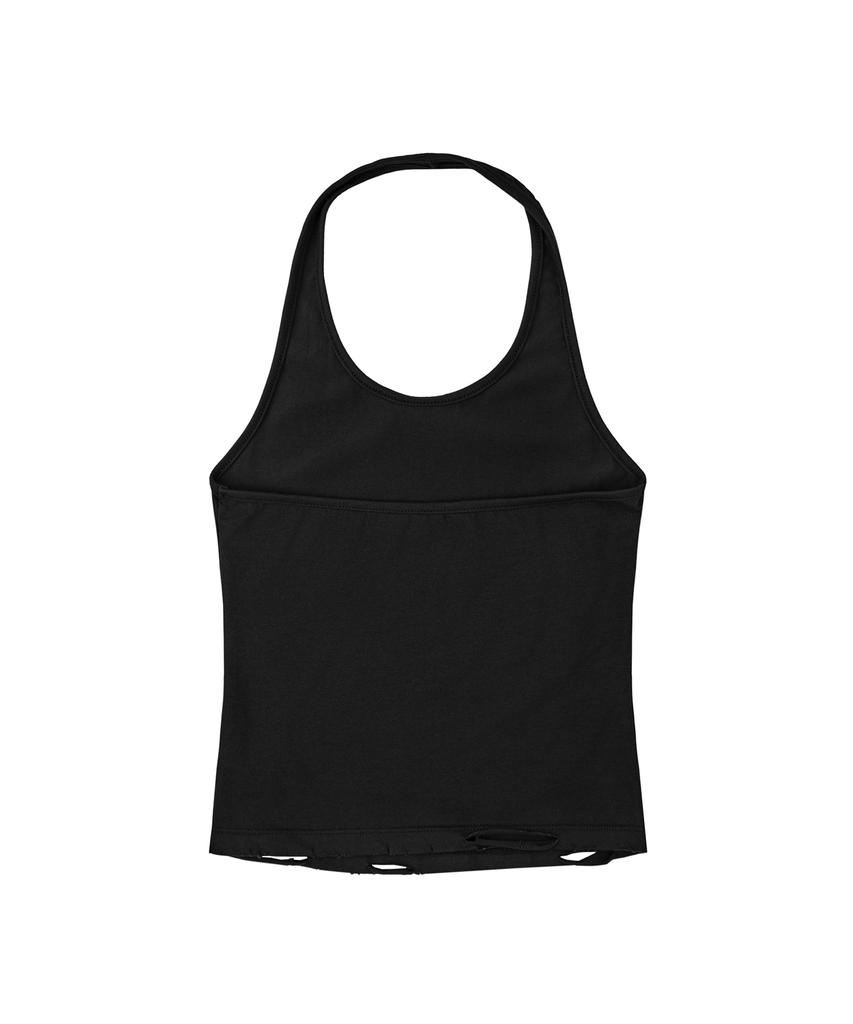 KODEOBEULTEIJI Damaged Halterneck Sleeveless - Black