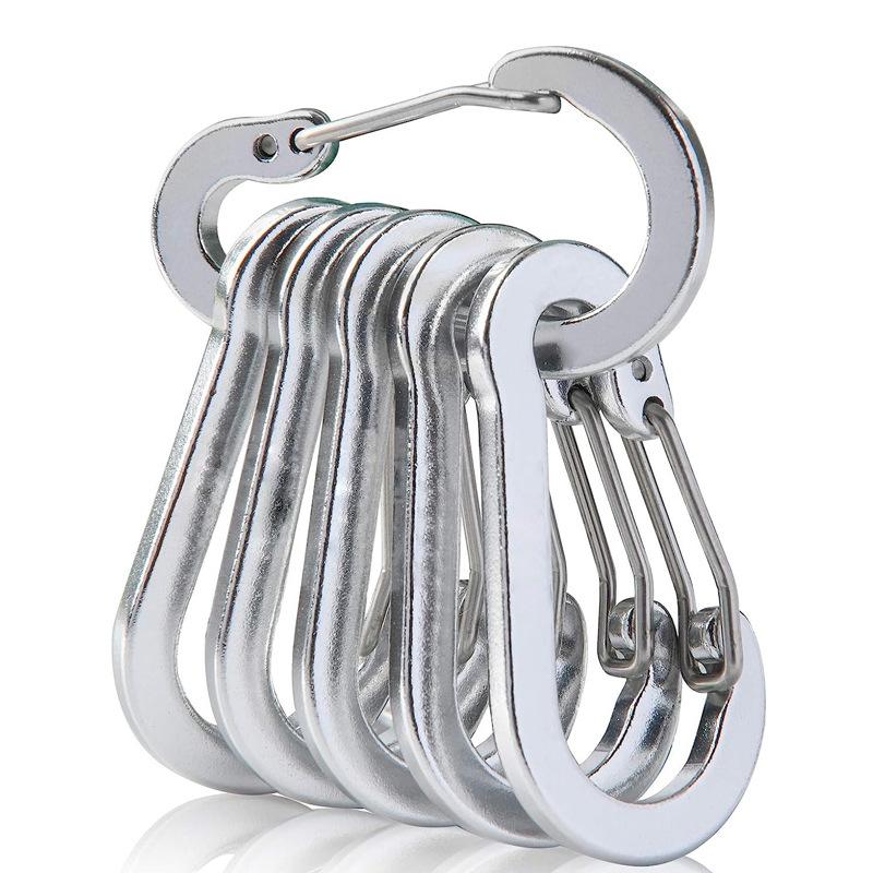 6Pcs Aluminum Alloy Carabiner Outdoor Backpack Tools Camping Climbing Buckle Fishing Hook Keychain Lock Buckle Snap Clip