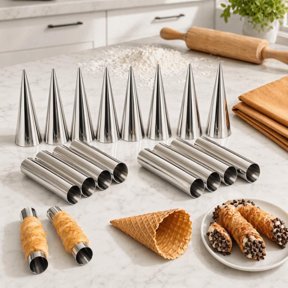 16pcs Non Stick Cone Cream Horn Mold Stainless Steel Croissant Conical Tube Mold  Kitchen Baking