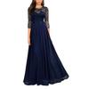 Elegante Abito Lungo in Pizzo da Donna con Tessuto in Chiffon Giuntato per Eventi Formali
