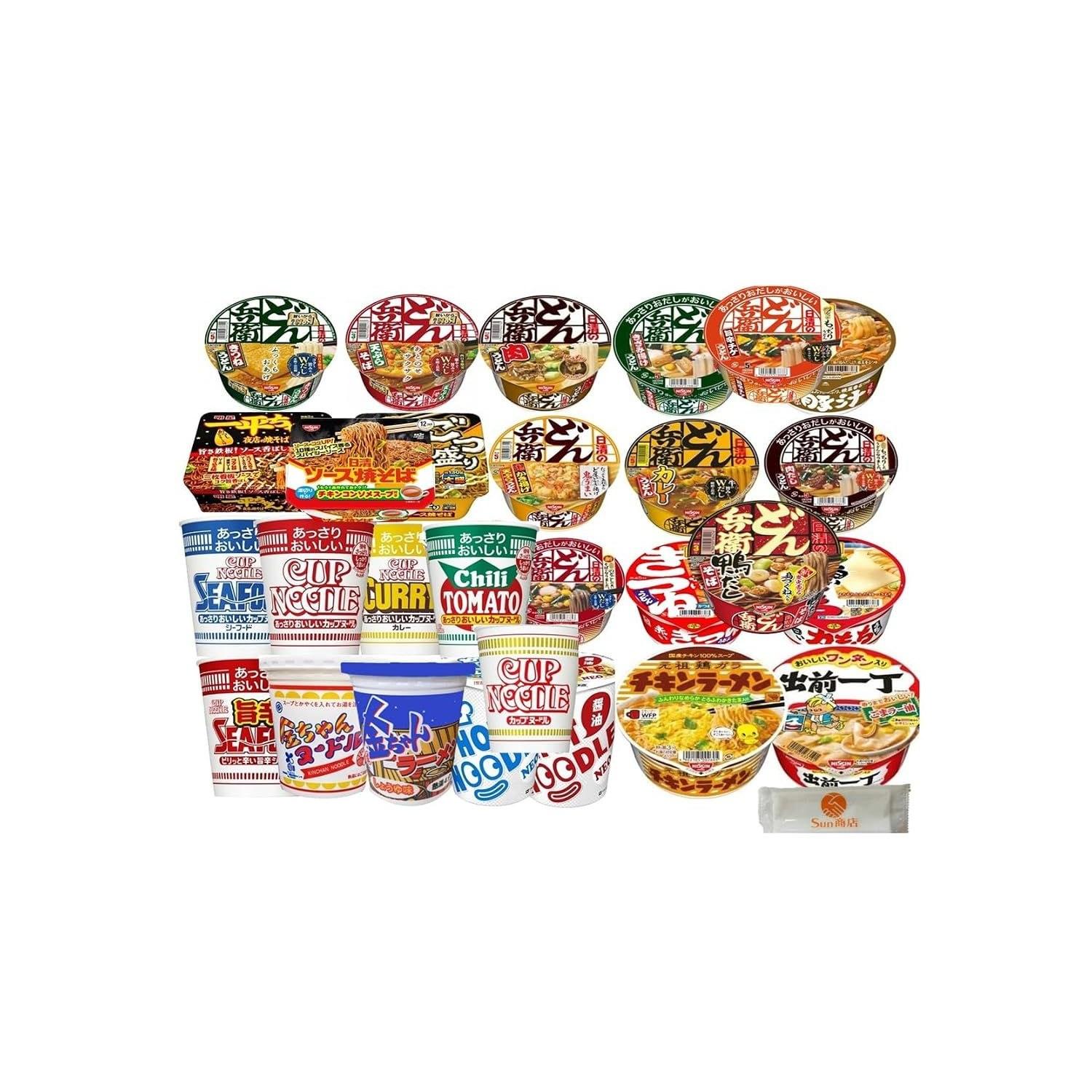 Popular cup ramen 12 types Nissin Donbei Noodle Myojo Ippei-chan 12-piece assortment wet wipes included