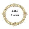 17cm 19cm 23cm 25cm 10mm Width Cuban Chain butterfly Charm Bracelet Anklet for Women Jewelry