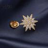 Men Formal Accessory 1/2Pcs Double-Layered Eight-Pointed Star Lapel Pin with Rhinestones, Thickened Alloy Decorative Brooch Safety Buckle for