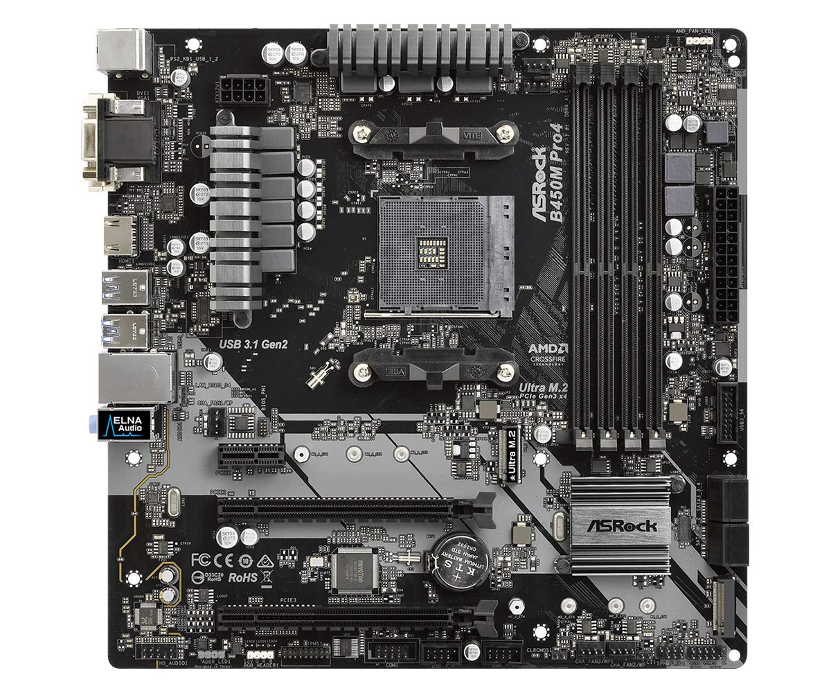 

ASRock Motherboard B450 M Pro4 AMD Ryzen AM4 Compatible B450 Chipset Micro ATX Motherboard Authorized Distributor [Внутрішній продукт]