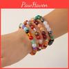 Geometric Stone Bracelet For Women Handmade Agate Beads Elastic Cord Fashion Accessory
