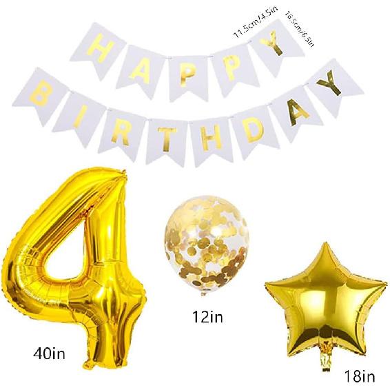 Balloons,12pcs 5th Birthday Party Balloon Decorations Happy Birthday Banner Number 5 Balloon Star Foil Balloon Helium Gold Confetti Balloon Perfect