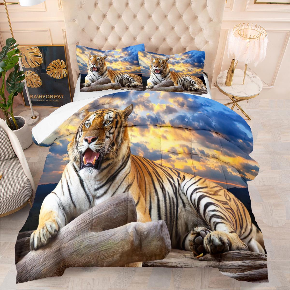 Tiger Fat Quilt Bedding Three-piece Set Digital Printing Bedding Home Textile Quilt Kit 140*200cm