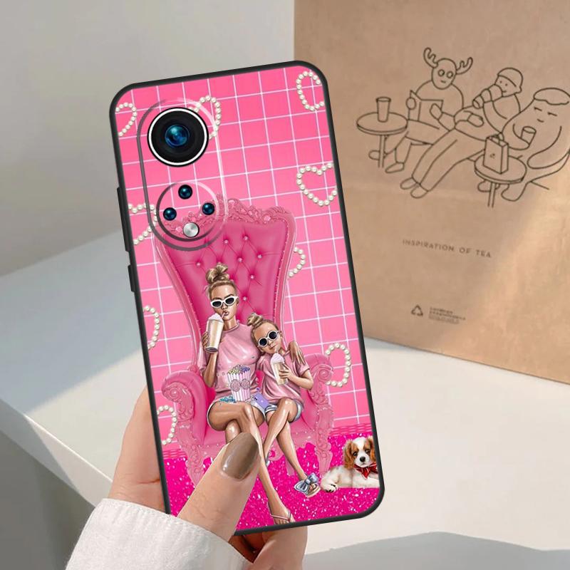 Super Mom Baby Girl Son Daughter For Huawei P20 P30 P40 P60 Pro P Smart Nova 9 5T Honor 70 90 50 Magic5 Lite X7a X9a X8a Case