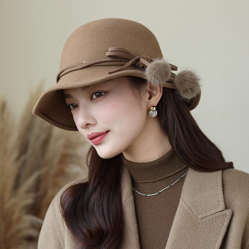 Autumn And Winter Hat Women'S New French Top Hat Women'S Fashion Versatile Wool Lady Hat Women'S Bucket Hat Women'S Winter