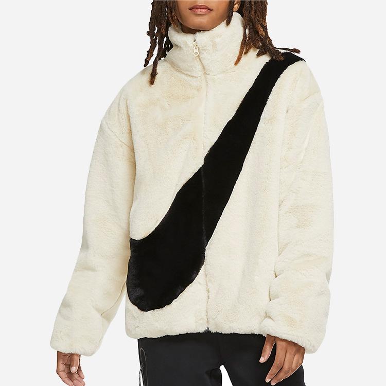 Nike Sportswear Swoosh Large Logo Warm Stand Collar Thick Jacket For Spring Women Jacket White CU6559-238