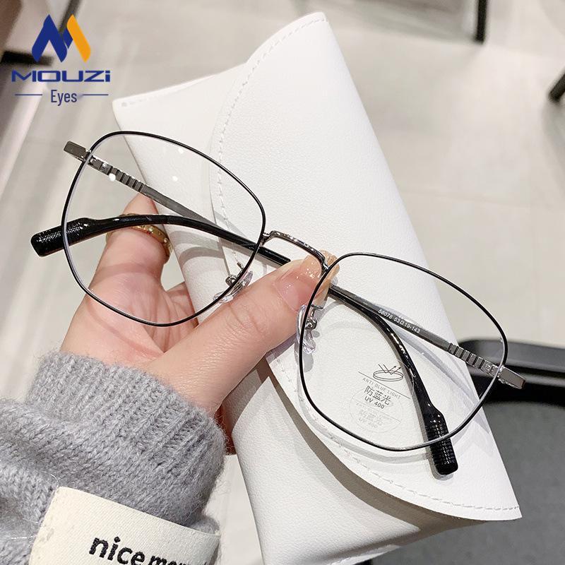 

Металлические оправы для очков в ретро корейском стиле с защитой от синего света и совместимостью с линзами по рецепту