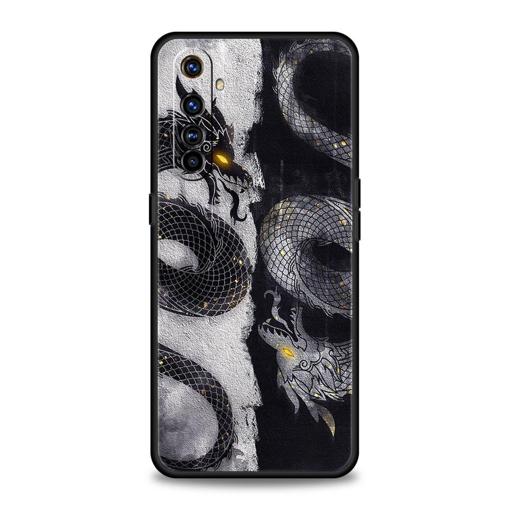 Dragon Phone Case For Realme 12 11 10 6 7 9 Pro Plus 8 5G C35 8i 9i GT2 GT3 GT5 GT Neo 2 3 5 Black Cover Soft Shell