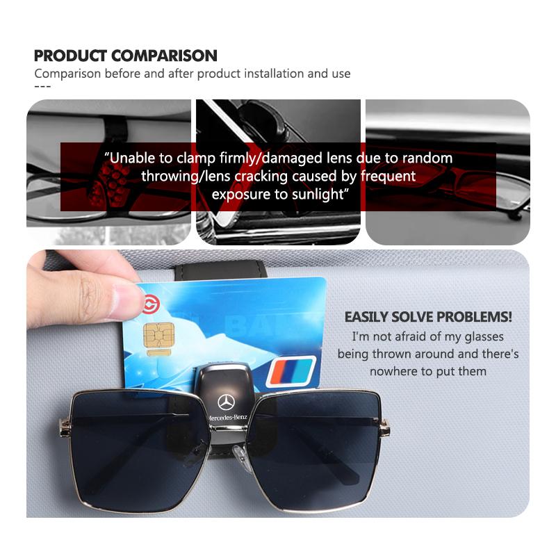 Car Sun Visor Sunglasses Holder Magnetic Leather Card Ticket Clip For Mercedes Benz CLK GLC W212 C200 C300 W203 W204 W205 W169