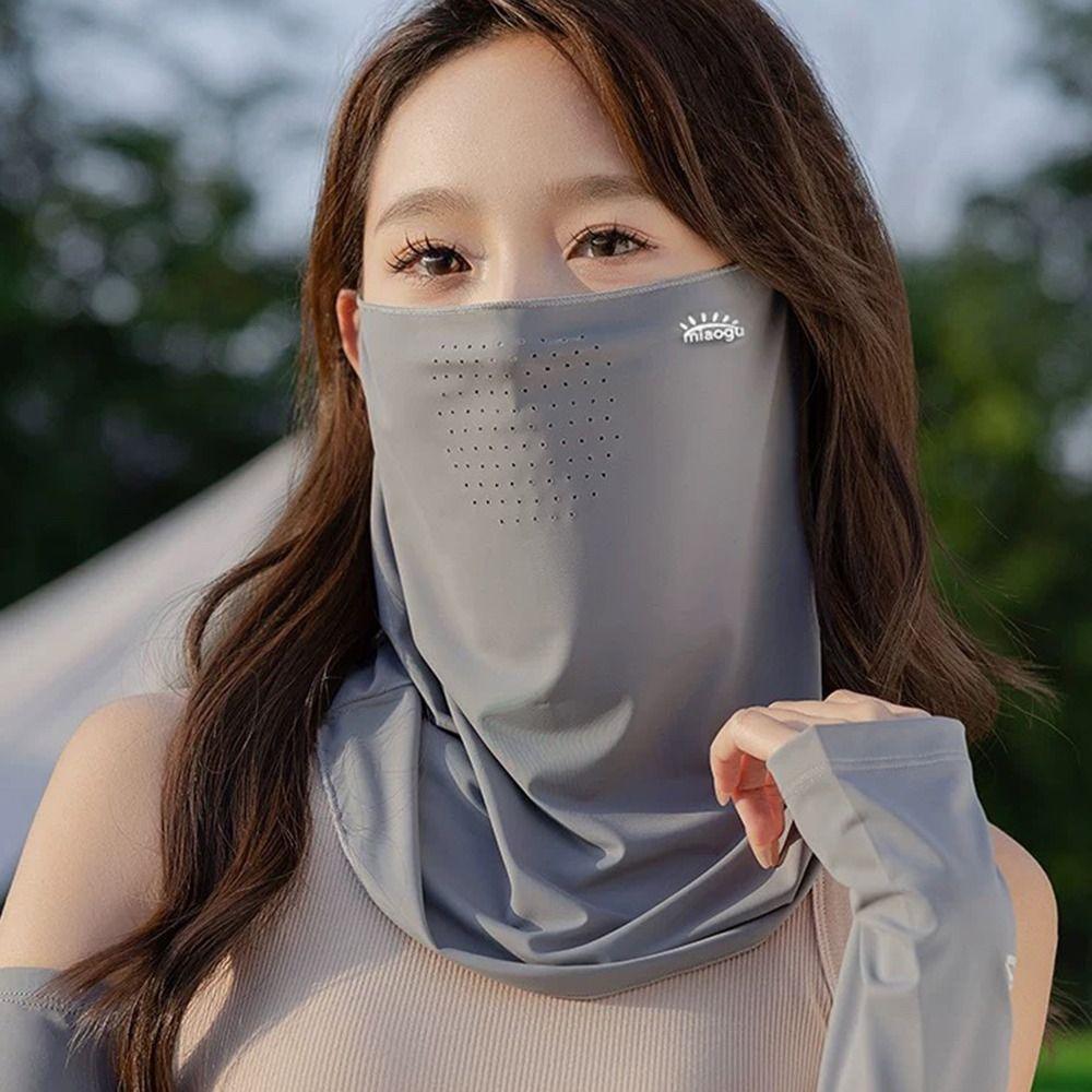 Breathable Ice Silk Sunscreen Masks Sunproof Long Neck Covers New Full Head Mask  Summer