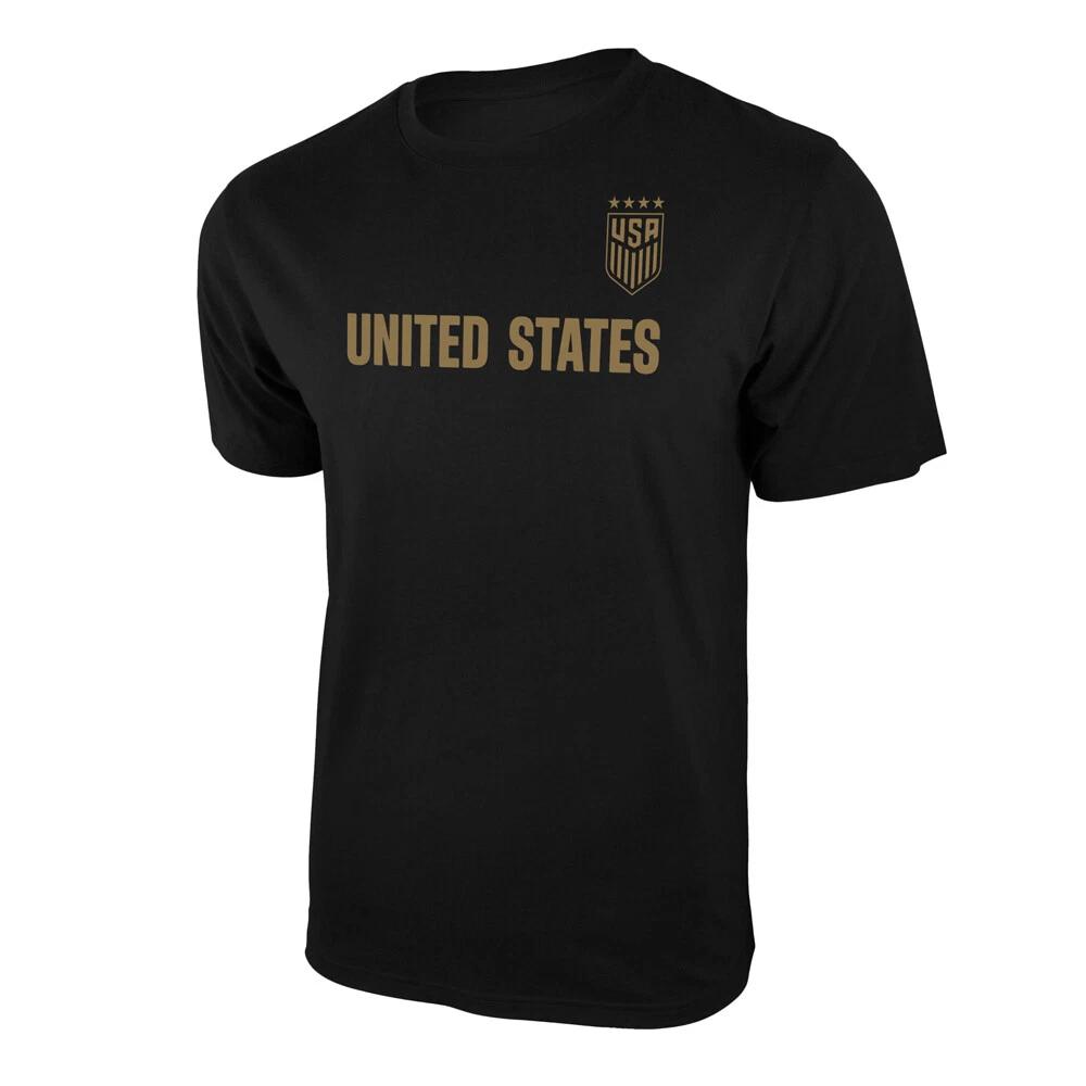 Icon Sports U.S. Soccer Federation USWNT Logo Adult T-Shirt Black w/Gold Logo S