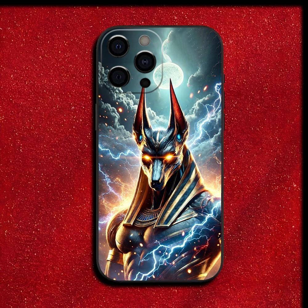 

Ancient Egyptian God Anubis Phone Case For iPhone 16,15,14,13,12,11,Pro,X,XS,Max,XR,Plus,Mini Soft Black Cover iPhone11PROMAX