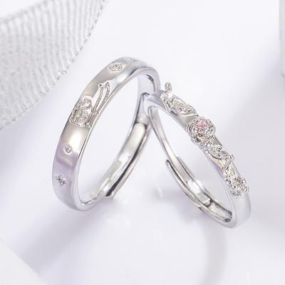 Anelli di Coppia Il Piccolo Principe & Rosa: Stile Coreano, Design Unico, Versatile da Abbinare, Regalo per Fidanzata