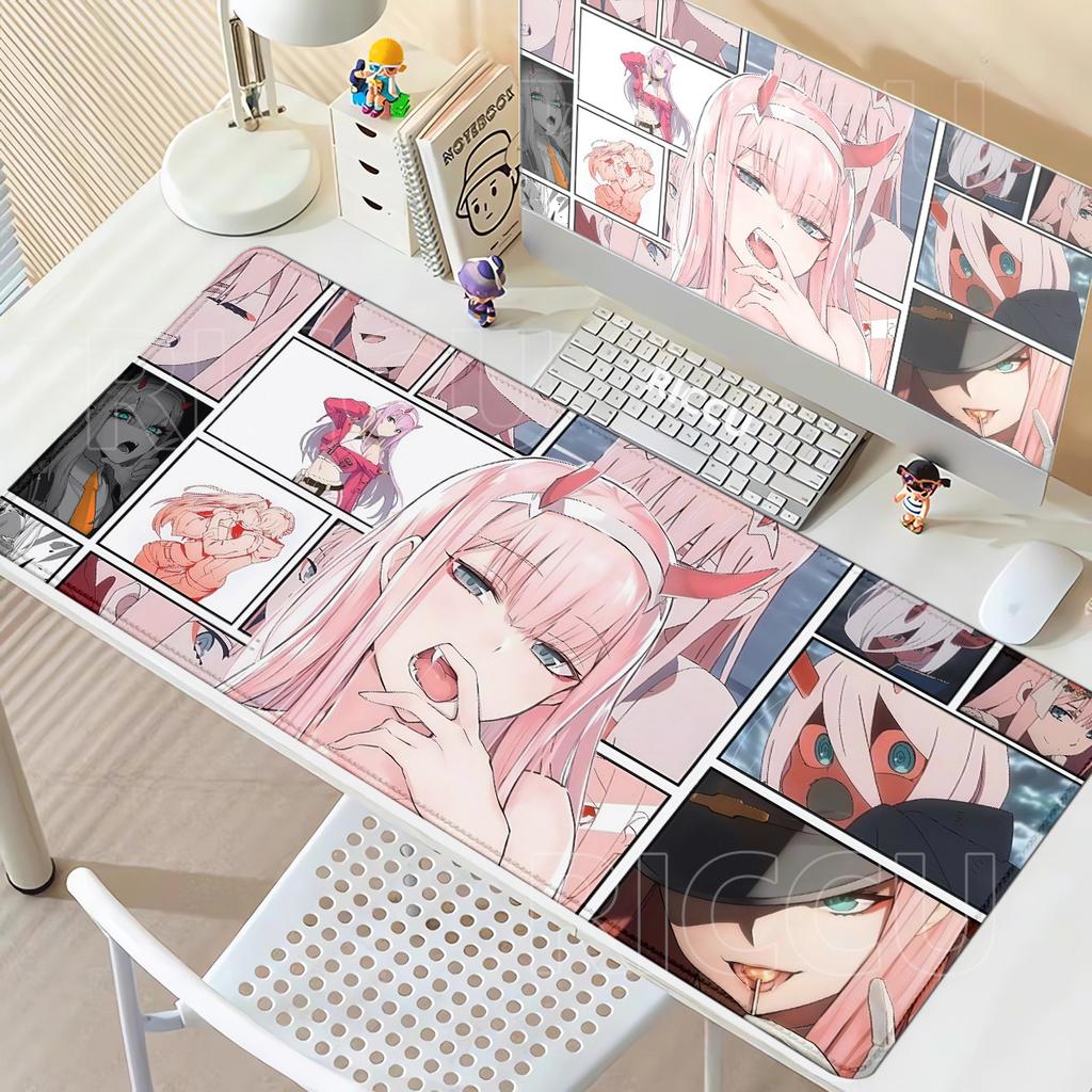 Großes Anime-Mädchen-Mauspad Darling in the FranXX 02 Gaming-Mauspad PC-Zubehör Maismatte Zero Two HD-Druck Tastatur Schreibtischmatte