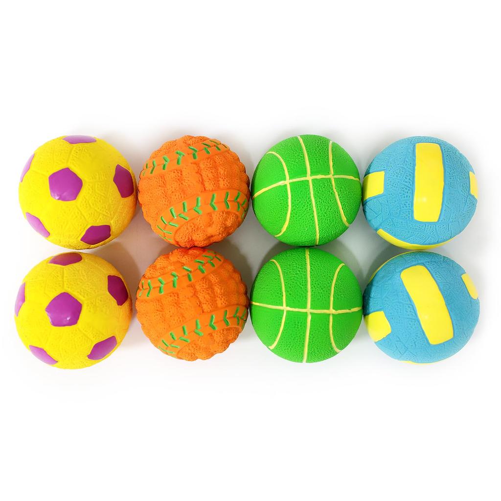 SCHITEC Piszczące Piłki dla Psów 2 2 Piłki Piłkarskie 2 i 2 Zabawki do Gryzienia dla Wytrzymałych i Łagodzących Ćwiczenia i Odpowiednie dla i Szczeniąt (6cm, Zestaw 8 sztuk, Piłki baseballowe,