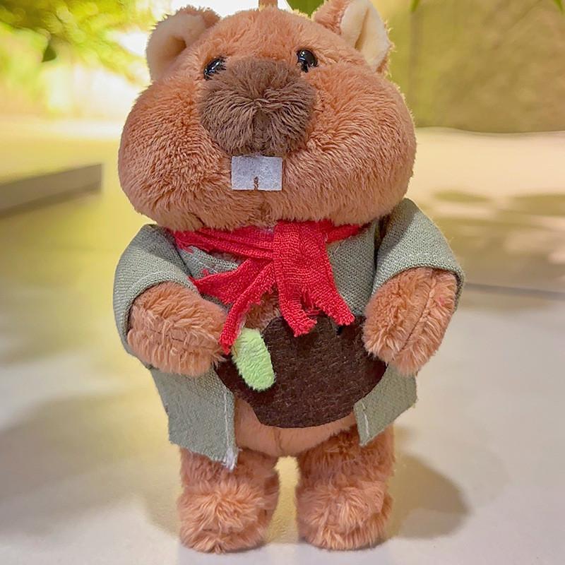 Ural Groundhog Plush Keychain With Clothing And Scarf Design For Backpack And Bag Decor